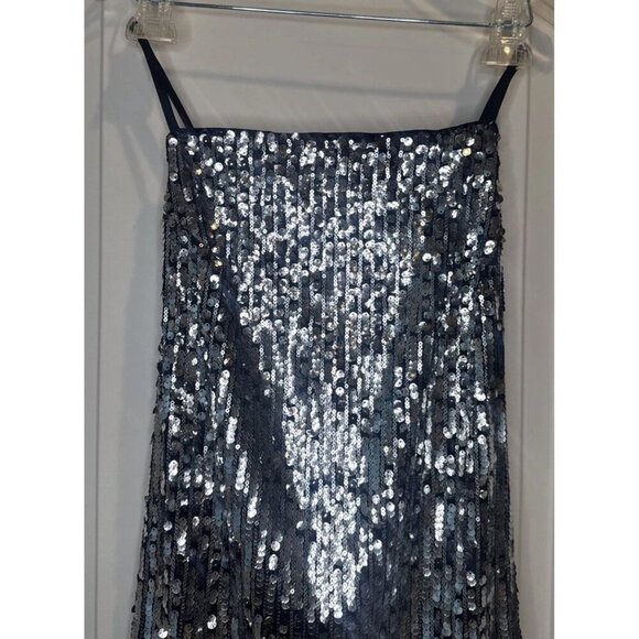 H&M Women’s All Over Sequin Mini Spaghetti Strap Tie Back Lined Dress Sz XL NEW - Picture 2 of 13